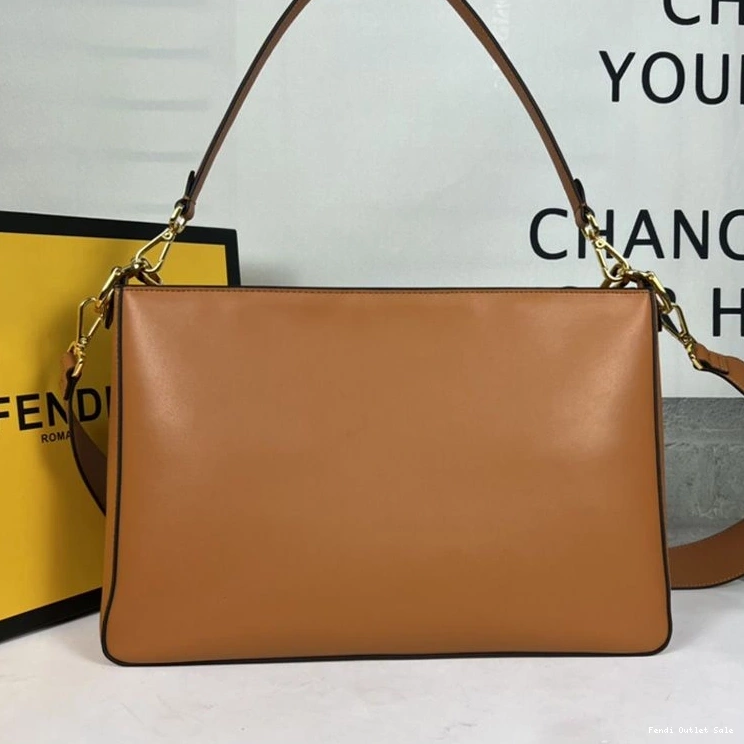 Affordable Bag O'Lock In Zip Fendi Shoulder Leather Calf Brown 0725
